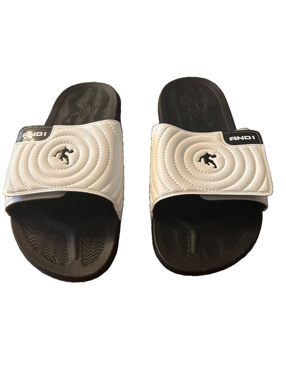 AND1 Men’s Athletic Adjustable Swirl Slide Sandals White Size 12